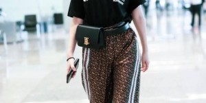 Sweatpants + T-shirt are easy to wear for a trendy look (perfect for those with thick legs and short legs)