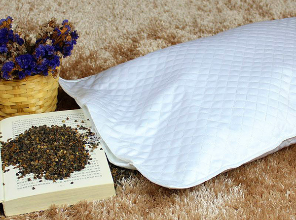 Blue Silk Feather Buckwheat Pillow